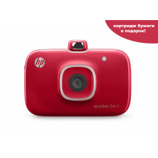Камера моментальной печати и портативный фотопринтер HP Sprocket 2 в 1 Red + Набор бумаги в Подарок! 