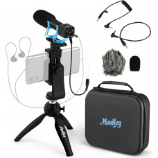 Микрофон-пушка в наборе с функцией мониторинга для видеоблогов, Moukey для IOS / Android, камер и видеокамер Canon/Nikon/Sony